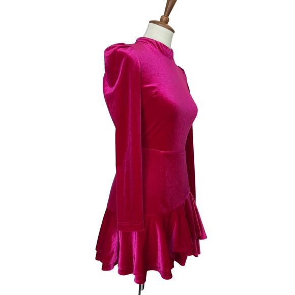 Yumi Kim Pink Velvet Bodycon Mini Dress XS Backless Designer Long Sleeve $248 - Picture 7 of 10